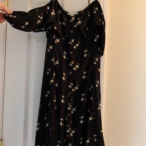 American Eagle black floral dress off the shoulder